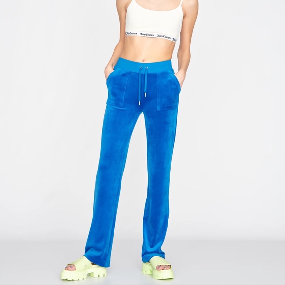 Juicy Couture Pants - Juicy Couture Blue Mid Rise Velour Sweatpants Size: XS